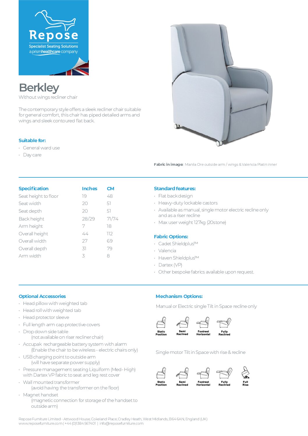 PDF specification Berkley v6 1 pdf Repose Furniture Downloads and Brochure Request