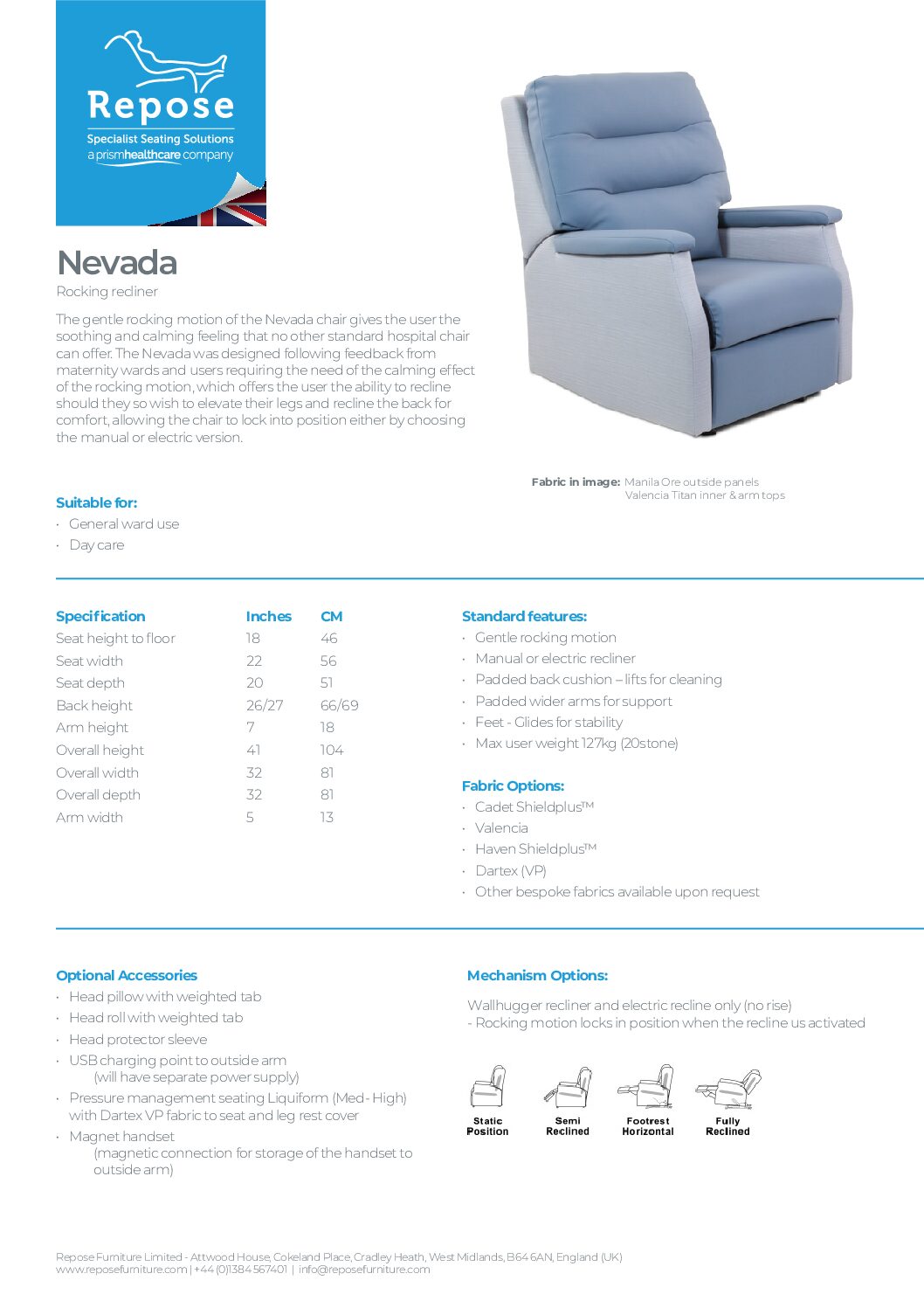 PDF specification Nevada v5 pdf Repose Furniture Downloads and Brochure Request