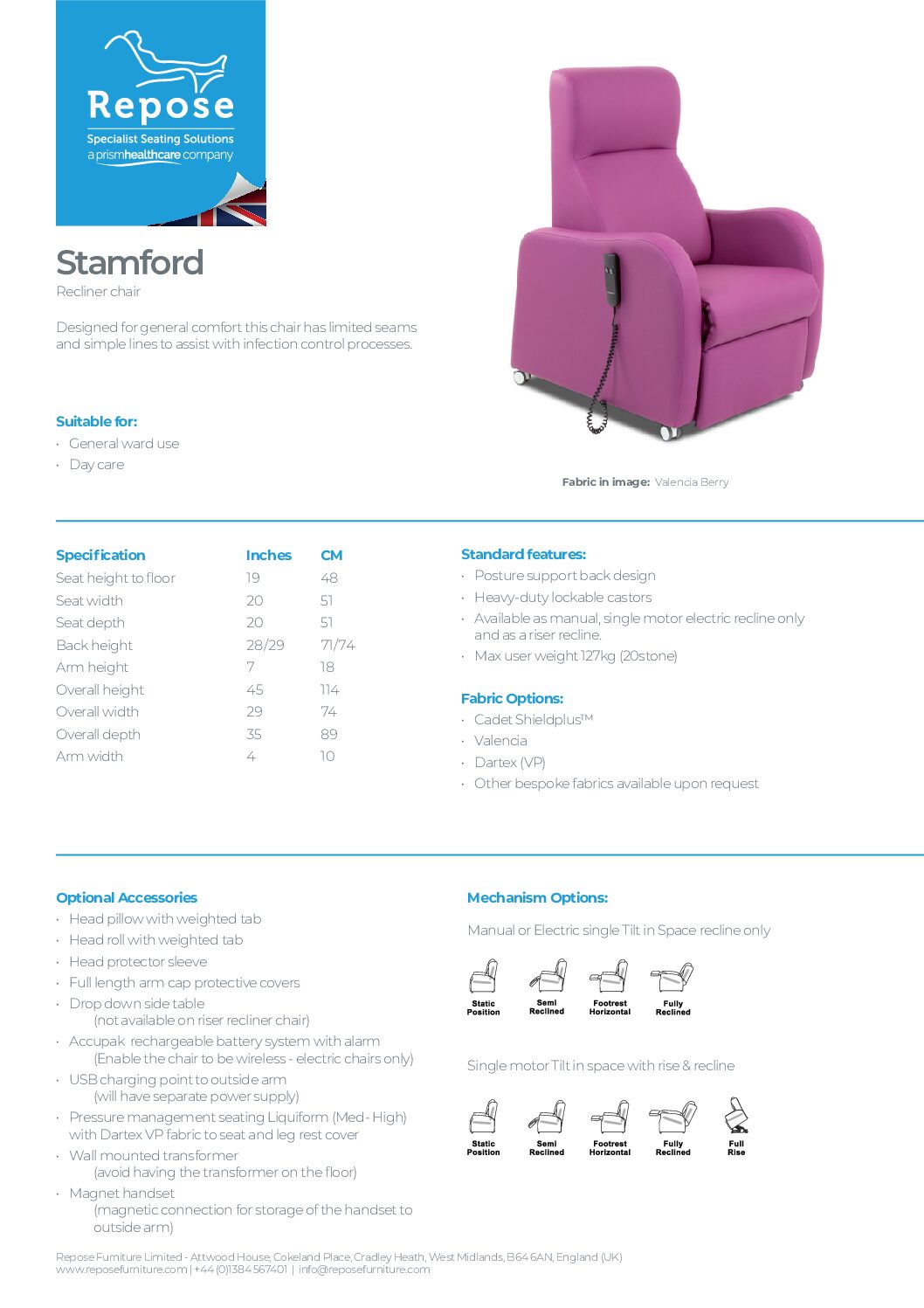 PDF specification Stamford v7 pdf Repose Furniture Downloads and Brochure Request