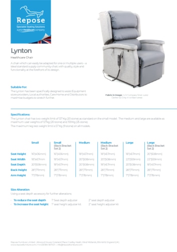 PDF specification lynton r5 pdf Repose Furniture Lynton