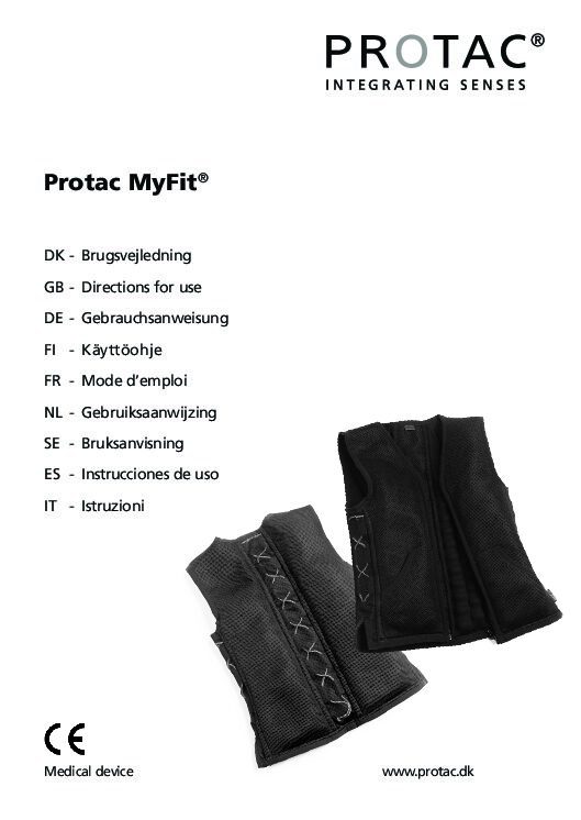 Protac MyFit User manual pdf Repose Furniture Protac MyFit® Vest – Chest size 56-61cm